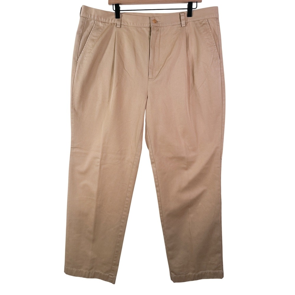 Callaway Golf X Series Mens 40 Khaki Tan Pleated Front Chino Pants Relaxed Fit